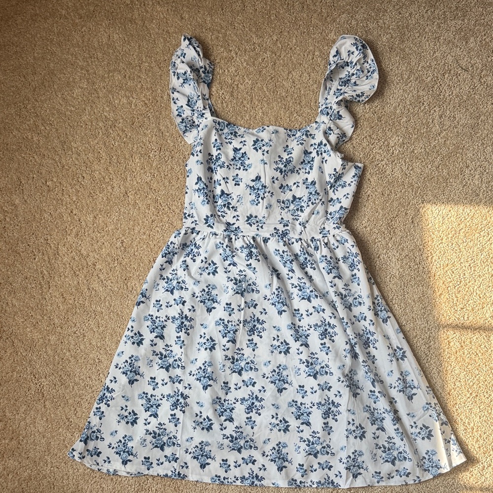 SHEIN Blue Floral Print Dress